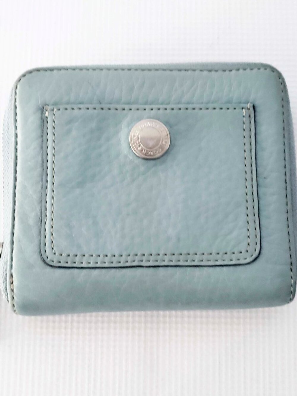 Coach Baby Blue Leather Zip Around Wallet